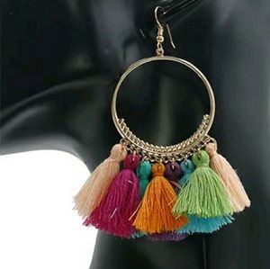NWT TASSEL N GOLD BRIGHT COLORS EARRINGS